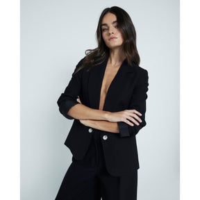 Black Crepe rolled sleeve blazer