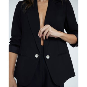 Black Crepe rolled sleeve blazer