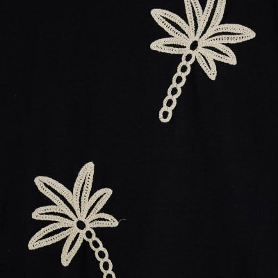 Black Crochet Palm Tree T-Shirt