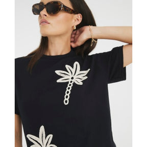 Black Crochet Palm Tree T-Shirt