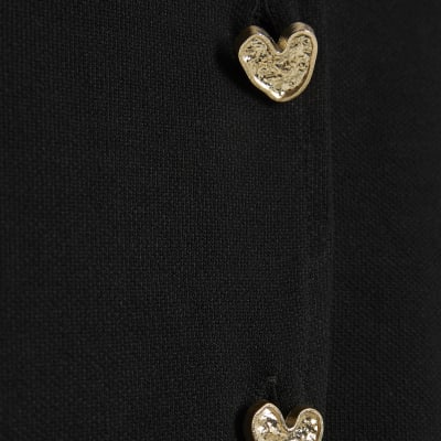 Black Cropped Heart Sleeveless Waistcoat