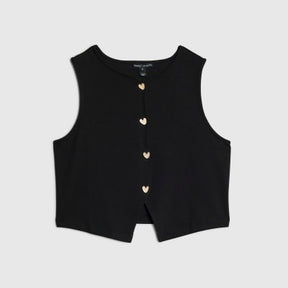 Black Cropped Heart Sleeveless Waistcoat