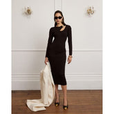 Black Cut out rib midi dress
