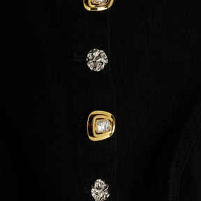 Black Denim Button Up Crop Top