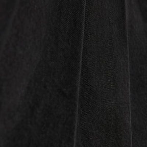 Black Denim Short Sleeve Pleated Mini Dress