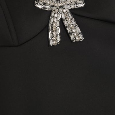 Black Diamante Bow Bandeau Top