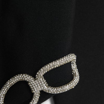 Black Diamante Chain Detail Cropped Top