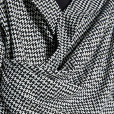 Black Dogtooth Wrap Asymmetric Top