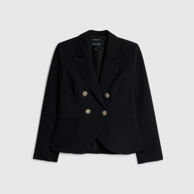 Black Double Breasted Military Blazer