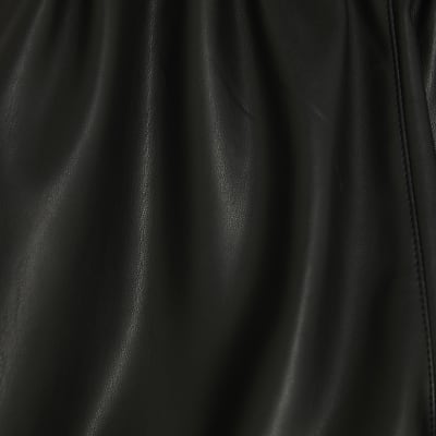 Black Elasticated Faux Leather Shorts