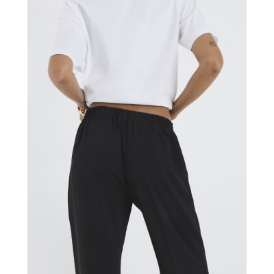 Black Elasticated Wide Leg Smart Joggers