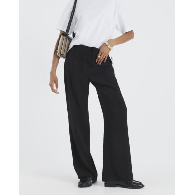 Black Elasticated Wide Leg Smart Joggers