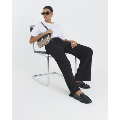 Black Elasticated Wide Leg Smart Joggers