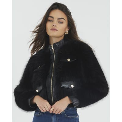 Black Faux Fur Trophy Jacket