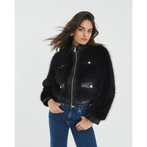 Black Faux Fur Trophy Jacket
