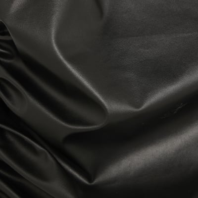 Black Faux Leather Asymmetric Metal Trim Top