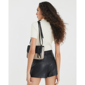 Black Faux Leather Belted Hotpant Shorts