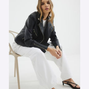 Black Faux Leather Biker Jacket