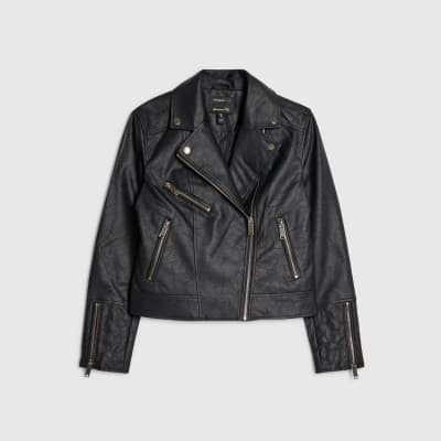 Black Faux Leather Biker Jacket