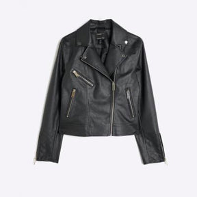 Black Faux Leather Biker Jacket