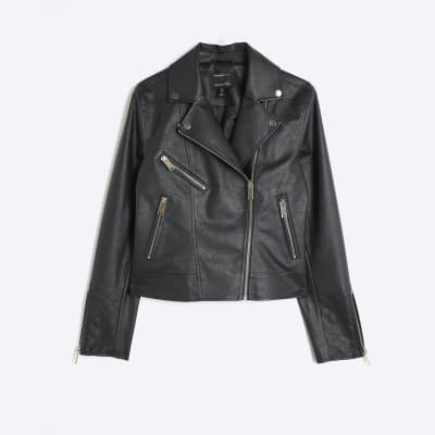 Black Faux Leather Biker Jacket