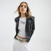 Black Faux Leather Biker Jacket