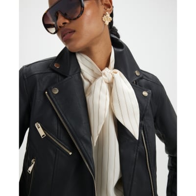 Black Faux Leather Biker Jacket