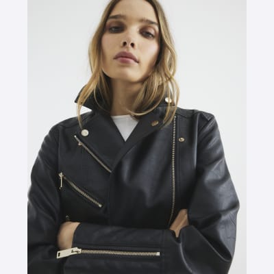 Black Faux Leather Biker Jacket