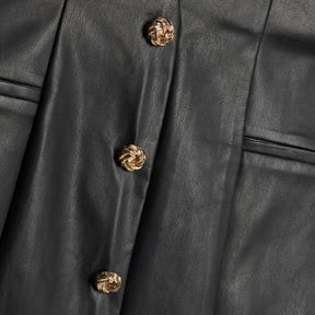 Black Faux leather Button Detail Mini Skirt