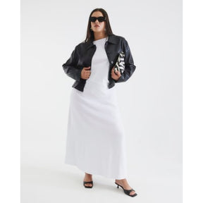 Black Faux Leather Button Through Jacket