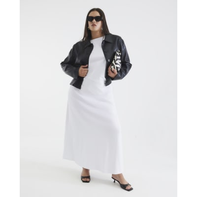 Black Faux Leather Button Through Jacket