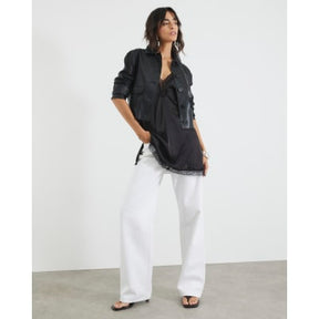 Black Faux Leather Button Through Jacket