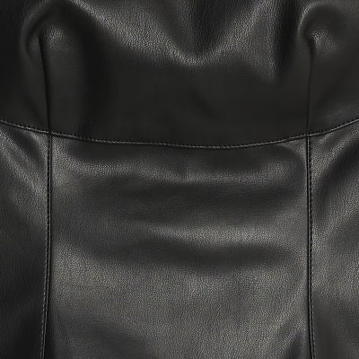 Black Faux Leather Corset Top