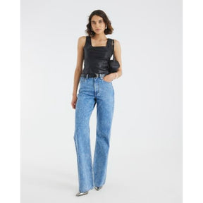 Black Faux Leather Corset Top