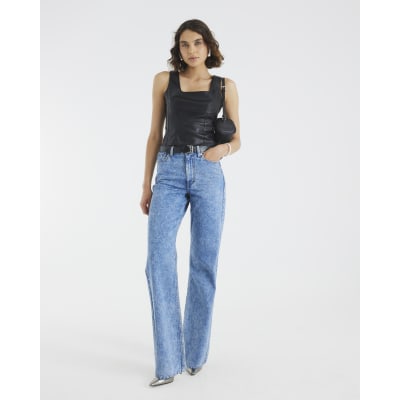 Black Faux Leather Corset Top