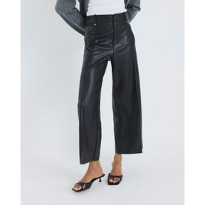 Black Faux Leather Cropped Trousers