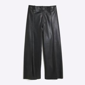 Black Faux Leather Cropped Trousers