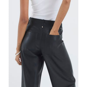 Black Faux Leather Cropped Trousers