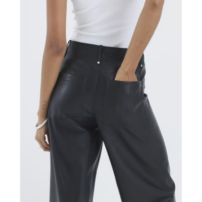 Black Faux Leather Cropped Trousers