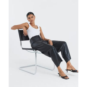 Black Faux Leather Cropped Trousers