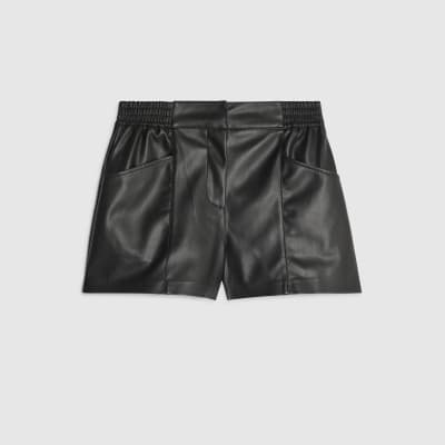 Black Faux Leather Elasticated Shorts
