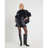 Black Faux Leather Hybrid Mini Dress