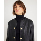 Black Faux Leather Long Sleeve Jacket