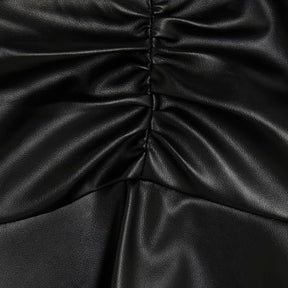 Black Faux Leather Ruched Mini Skirt