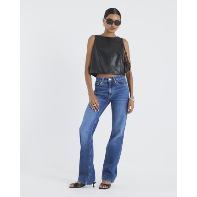 Black Faux Leather Sleeveless Top