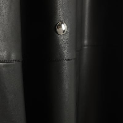 Black Faux Leather Studded A line Midi Skirt