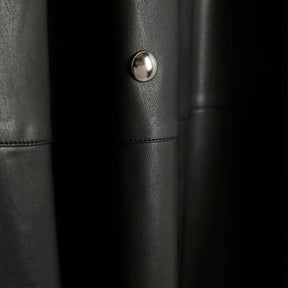 Black Faux Leather Studded A line Midi Skirt