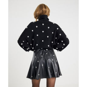 Black Faux Leather Studded Mini Skirt