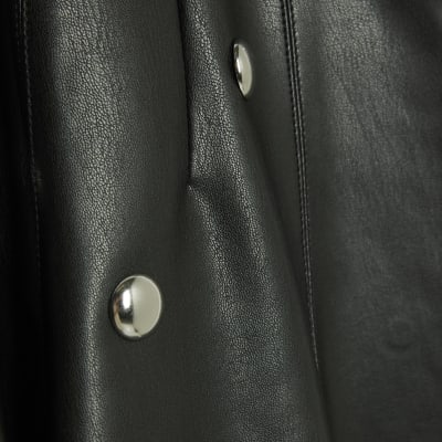 Black Faux Leather Studded Mini Skirt