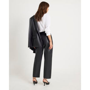 Black Faux Leather Tapered Belted Trousers